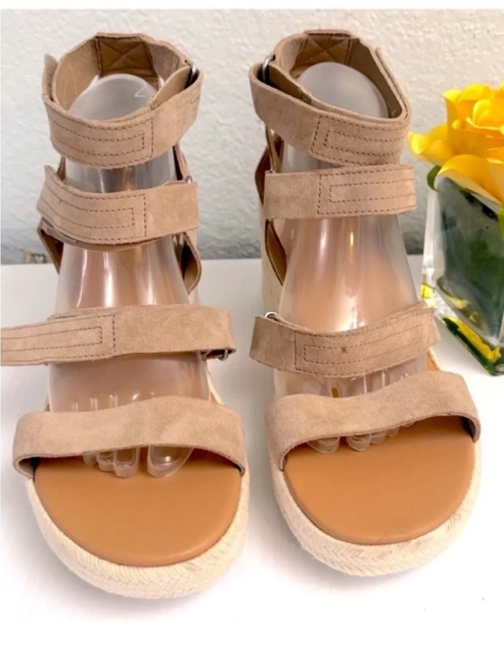 Sorel Cameron Taupe Multi-Strap Espadrille Wedge Sandals Sz 11